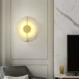 Wall Lamp Nordic Postmodern Creative Art Living Room Decorative Brass Marble Simple Bedroom Bedside Study Aisle Led Lights