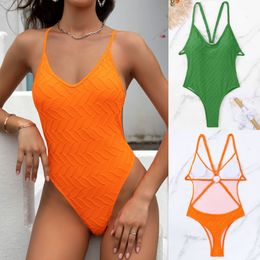 Designerskie kobiety bikini set seksowna faktura wysokiej talii stroje kąpielowe młodzież dziewczyna solidna kolor bez pleców Klasyczny kostium kąpielowy Push Up Monokini Kąpiel Suits Bodysuit