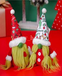 Party Supplies Christmas Doll Faceless Green Hair Gnome Plush Grinch Toy for home Decoration Xmas Table Deco1750233