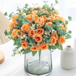 Decorative Flowers 1pc Silk Artificial Rose Home Christmas Decoration Wedding Wreaths Bridal Bouque Dining Table Vase Pography Props Diy