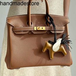 Platinum Wax Bag BK Handbag Thread with Hand Stitching Togo Lychee Pattern Cowhide Women's Handmade Genuine Leather