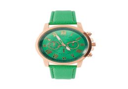 Fashion Roman Number Dial Green Woman Watch Retro Geneva Student Watches Attractive Womens Quartz Wristwatch With Leather Band6430693