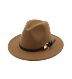 NEW TOP hats for men women Elegant fashion Solid felt Fedora Hat Band Wide Flat Brim Jazz Hats Stylish Trilby Panama Caps 11 col9830445