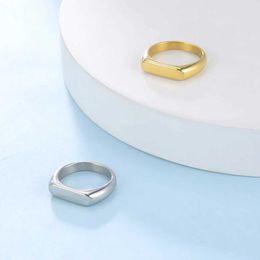 Wedding Rings Skyrim Minimalist Signet Rings Women Men Stainless Steel Wide Rectangle Geometric Rings Fashion Wedding Jewellery Gift Wholesale