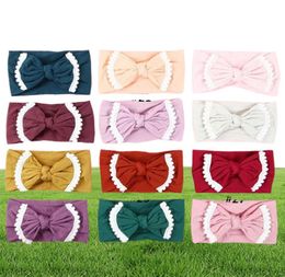 30pcsLot New Solid Nylon Headband Bow Headbands For Cute Kids Girls Hair Girls Pom Pom Headband Children Soft Cotton Headband395283350861