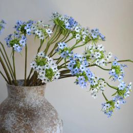 Decorative Flowers 24.5" Artificial Blossom Blue Summer Branch With Buds Fake Tiny Lilies DIY Floral Wedding/Home/Holiday Decorations