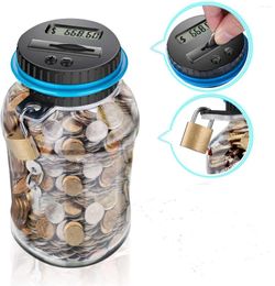 Storage Bottles Locking Digital Coin Piggy Bank Transparent Jar With LCD Display Replacement Counter