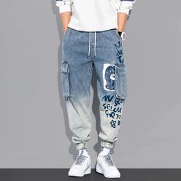 Spring Autumn Streetwear Baggy Jeans Men Korean Denim Cargo Jean Pants Harem Trousers Male Brand Clothing 240430