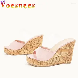 Slippers Fashion Transparent Band Summer Women's Slides Sandals Sexy Wedges Girls High Heels Plus Size Pink Outdoors Shoes