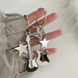 Keychains Handmade Love Keychain Sweet Romantic Pentagram Star Guitar Pendant Gift To His Girlfriend Y2k Handbag Charm