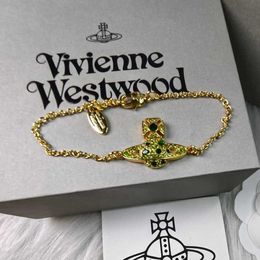 Designer Westwood High Version Irregular Colored Stone Bracelet Saturn Personality Zircon Inlaid Diamond Chain