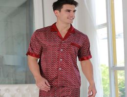 Men039s Summer Silk Pyjamas Short Sleeve Silk Homewear Sexy Sleepwear Male Sleepwear Men Homewear Sets D21759627887