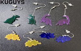 KUGUYS Fashion Acrylic Jewellery Custom Clear Acryl Long Drop Earrings Gift 4 Colours Small Dinosaur Dangle Earring for Womens1570376