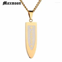 Pendant Necklaces Maxmoon Jesus Cross Necklace For Men 70cm Long Link Chains Christian Crucifix Gold Colour Male Lucky Prayer Jewellery