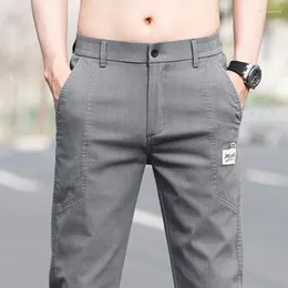 Men's Pants Elastic Band Summer For Casual And Soft Korean Fashion Cotton Business Ray Blue