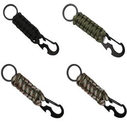 Outdoor Paracord Rope Keychain EDC Survival Kit Cord Lanyard Military Emergency Key Chain For Hiking Camping Tool