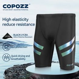 COPOZZ Men Shark Skin Water Repellent Swimming Trunks of Short and Five-quarter Length Swimsuit Swimwear Racing Briefs L-4XL 240508