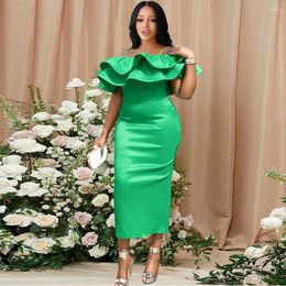 Party Dresses Fashion Women Elegant Off Shoulder Strappy Ruffle Short Sleeves Midi Long Dress Gowns