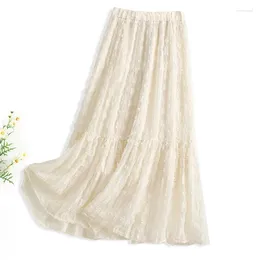 Skirts 2024 Summer Chiffon Long For Women Korean Fashion Sweet Lady All-match Elegant Girls Stylish Pleated Skirt Black Apricot