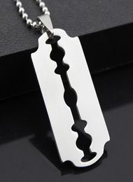 2022 Titanium Steel Fashion Razor Blades Pendant Necklaces Punk Rock Men Jewelry Cool Shaver Necklace for Party Gift5786769