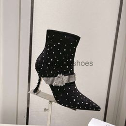 JC Jimmynessity Choo Rhinestones Crystal Ankle Top Boots Quality Pointed Toe Stiletto Heels Womens Luxury Designer Leather Sole Booties Dress Evening Shoes Fa R9I0