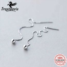Stud Trusta% 925 sterling silver earrings jewelry drops solid beads connecting rods cool style suitable for teenage girls female DS1277 Q240507