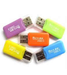 100pcsLot Colourful 20 Usb High Speed Sd Tf TFlash Memory Card Reader Adapter For Computer4550788