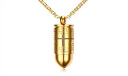 Bullet Pendant for Men Engraved Lord Bible Prayer Necklace Stainless Steel Male Jewelry Cremation Ashes Urn Bijoux278o72668989507420