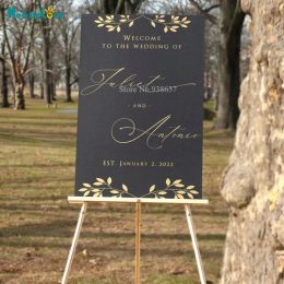 Stickers Branch Wreath Wedding Party Decal Custom Name Date Removable Vinyl Welcome Sign Wedding Board Stickers BB627