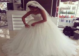 White Strapless Ball gown Wedding dresses 2021 Puffy Bridal gowns Plus size with 3D Flowers Applique Princess lace Wedding Gowns1587422