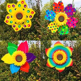 Garden Decorations Sunflower Wind Spinner Stake Colorful Windmill Pinwheel For Lawn Camping Picnic Decor Home Yard Decoration