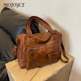 Shoulder Bags Women Casual Satchel Bag Adjustable Strap PU Leather Chic Hobo Solid Colour Multi Pocket Tote Large Capacity Shopping