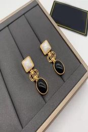 Luxusdesignerin Schwarzer Kristall Dangle Ohrringe Frauen Mode elegante Geschenke Schmuck mit Box8372458