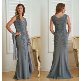 Newest Mermaid Jasmine Mother of The Bride Dress V Neck Sleeveless Applique Ruched Wedding Guest Dresss Sweep Train Evening Gown 0508