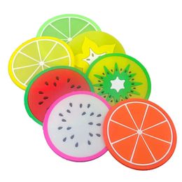 Pattern Silicone Round Fruit Cup Colorful Mats Cushion Holder Thick Drink Tableware Coasters Mug Insulated Coaster