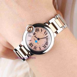 Cartre Luxury Top Designer Automatic Watches Blue Balloon Series Fine Steel 18k Rose Gold Beige Mother Face Quartz Womens Watch W6920034 with Original Box