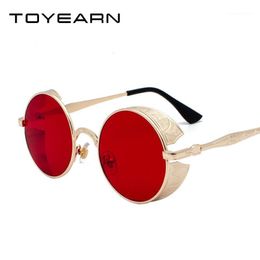 Sunglasses TOYEARN Brand Design Vintage Steampunk Men Gothic Small Metal Circle Round Women For Male Glasses Eyewear1 255E