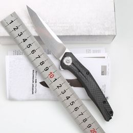 12Models 0707CF Flipper Folding Knife 3.5" 20CV Satin Blade Carbon Fiber Survival Camping Tactical Pocket Knives Utility EDC Tools