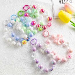 Electroplated Colorful Small Flower Phone Case Key Bag Accessories Bow Tie Bead String Pendant