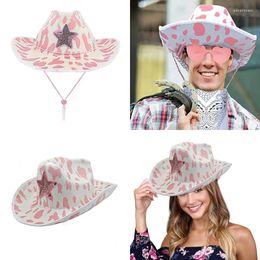 Berets Bridal Party Top Hat Roleplay Costume Funny Pink Cow Print NightClub
