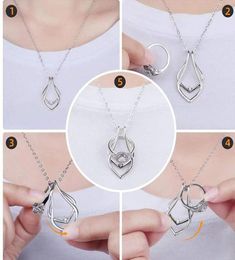 Pendant Necklaces Silver Jewelry Geometric Ring Holder Necklace Wedding EngagementPendant1487804