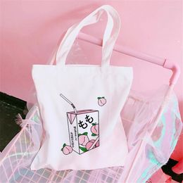 Shopping Bags Women Bag Kawaii Juice Harajuku Vintage Japanese Style Large Canvas Tote 90's Fashion College Ladies Shoulder