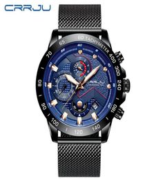 Crrju Mens Watches Top Men Sports Chronograph Watches Men039s Quartz Clock Male Full Steel Wrist Watch9904026