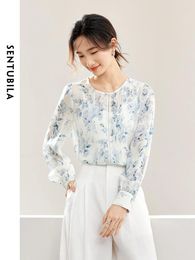 Women's Blouses SENTUBILA 2 Piece Printed Chiffon Blouse And Camisole Top Women 2024 Chinese Style Fashion Hollow Out Straight Shirt