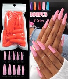 100PcsBag Fake Matte Nail Solid Color Manicure False Nails Full Cover For Short Decoration Press On Nails Art Fake Extension1982019