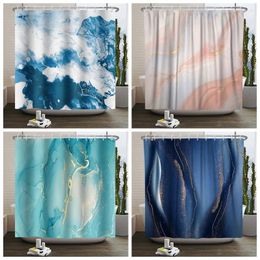 Shower Curtains Gradient Marble Ink Texture Waterproof Abstract Paint Romantic Bath Curtain Home Bathroom Decor Sets With Hooks