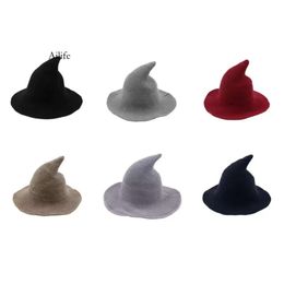 Stock Halloween Diversified Along The Sheep Wool Cap Knitting Fisherman Hat Female Fashion Witch Pointed Basin Bucket 0508