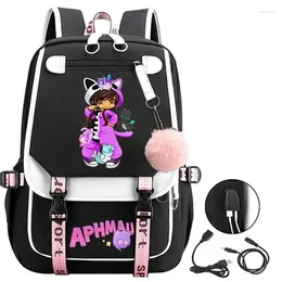 School Bags Korean Fashion Aphmau Cartoon Print Schoolbag For Teenager Girl Children Backpack Kids Students Women Travel Mochila