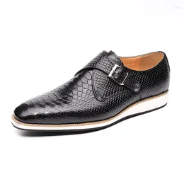 Casual Shoes Men's Genuine Leather Handmade Breathable Shoe For Men Fashion Original Buckle Monk Strap Sneakers