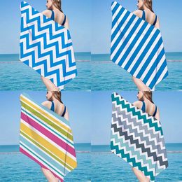 Customised fashionable striped printed ultra-fine Fibre quick drying beach towel outdoor swimming pool beach mat surfing shawl sports and fitness towel 240426